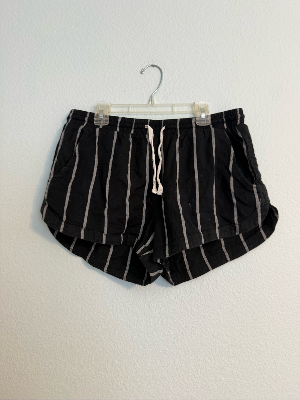 Billabong Black Shorts with White Vertical Stripes